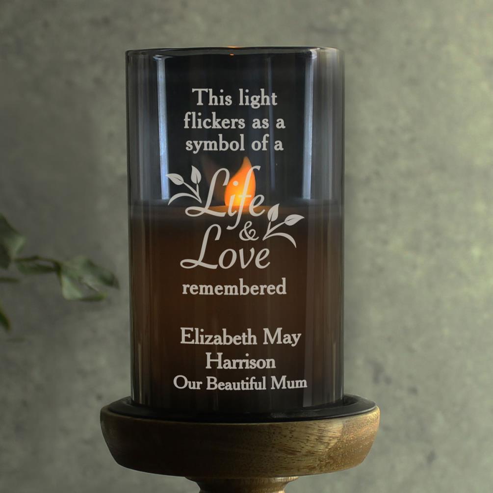 Personalised Life & Love Memorial Smoked LED Candle Extra Image 1
